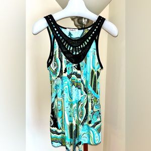 Paisley tunic top. crochet design around front of neck. S…